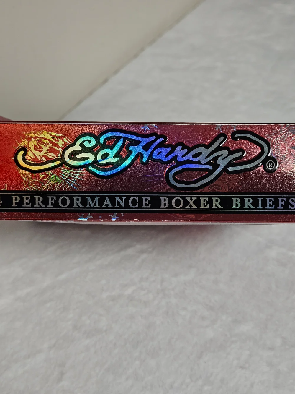 Ed Hardy Men's Performance Boxer Brief 4-Pack Multicolor Skull Print Tattoo Edgy